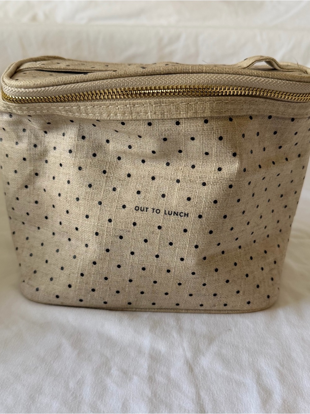 kate spade tan polka dot lunch bag